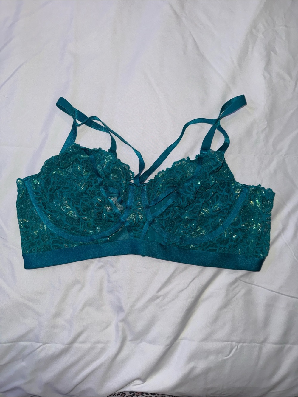 2X Torrid Teal Shimmer Strappy Bra